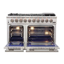 Forno 4-Piece Pro Appliance Package - 48-Inch Gas Range, 60-Inch Pro-Style Refrigerator, 24-Inch Microwave Drawer, & 3-Rack Dishwasher in Stainless Steel