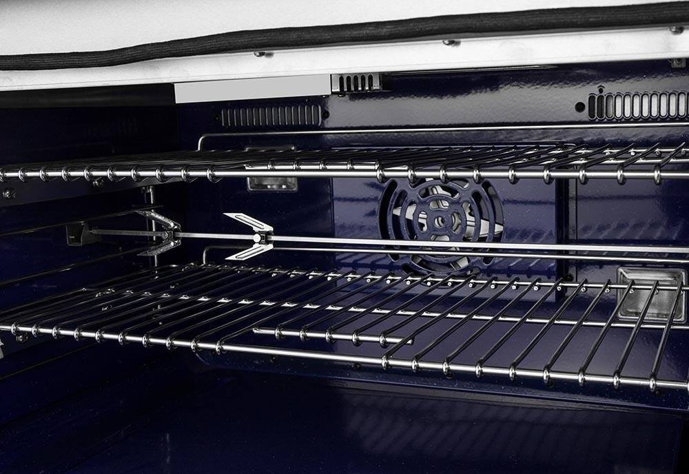 Gas oven with wire racks and broil area inside stainless steel range