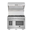 Forno 5-Piece Pro Appliance Package - 48-Inch Gas Range, 60-Inch Pro-Style Refrigerator, Wall Mount Hood with Backsplash, 24-Inch Microwave Oven, & 3-Rack Dishwasher in Stainless Steel
