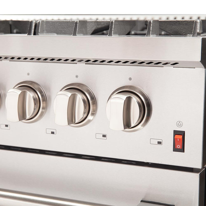Forno 3-Piece Appliance Package - 48-Inch Dual Fuel Range, Refrigerator, & Wall Mount Hood with Backsplash in Stainless Steel