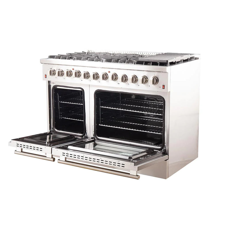 Forno 2-Piece Appliance Package - 48-Inch Dual Fuel Range and 60-Inch Built-In Refrigerator in Stainless Steel