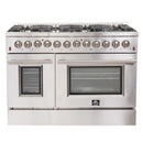 Forno 3-Piece Appliance Package - 48-Inch Dual Fuel Range, Refrigerator, & Wall Mount Hood with Backsplash in Stainless Steel (FBDL-017-04CAUS)
