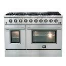 Forno 5-Piece Appliance Package - 48-Inch Gas Range, Refrigerator, Wall Mount Hood, 24-Inch Microwave Oven, & 3-Rack Dishwasher in Stainless Steel