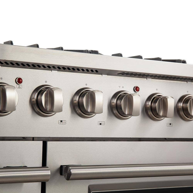 Forno 3-Piece Appliance Package - 48-Inch Gas Range, 60-Inch Refrigerator, and Dishwasher in Stainless Steel
