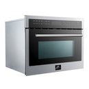 Forno 5-Piece Appliance Package - 36-Inch Electric Range, Wall Mount Range Hood, French Door Refrigerator, Dishwasher, and 24-Inch Microwave Oven in Stainless Steel