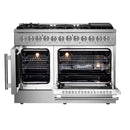 Forno 48-Inch Galiano Dual Fuel Range with 8 Gas Burner Cooktop,  & 6.58 Cu.Ft. Double Ovens in Stainless Steel (FFSGS6356-48)