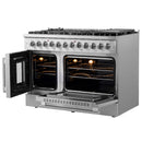 Forno 48-Inch Galiano Dual Fuel Range with 8 Gas Burner Cooktop,  & 6.58 Cu.Ft. Double Ovens in Stainless Steel (FFSGS6356-48)