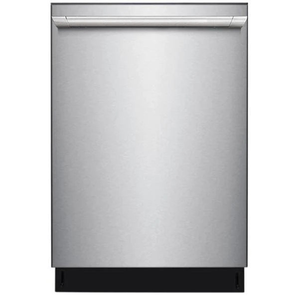 Stainless steel dishwasher front with top control panel