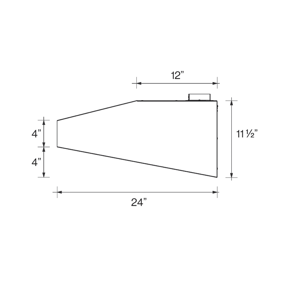 Forza 3-piece appliance package dimension diagram, 24 in wide, 12 in deep