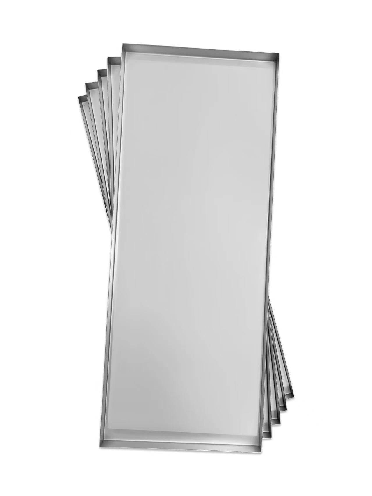 Set of stainless steel freeze dryer trays, stacked rectangular drying trays