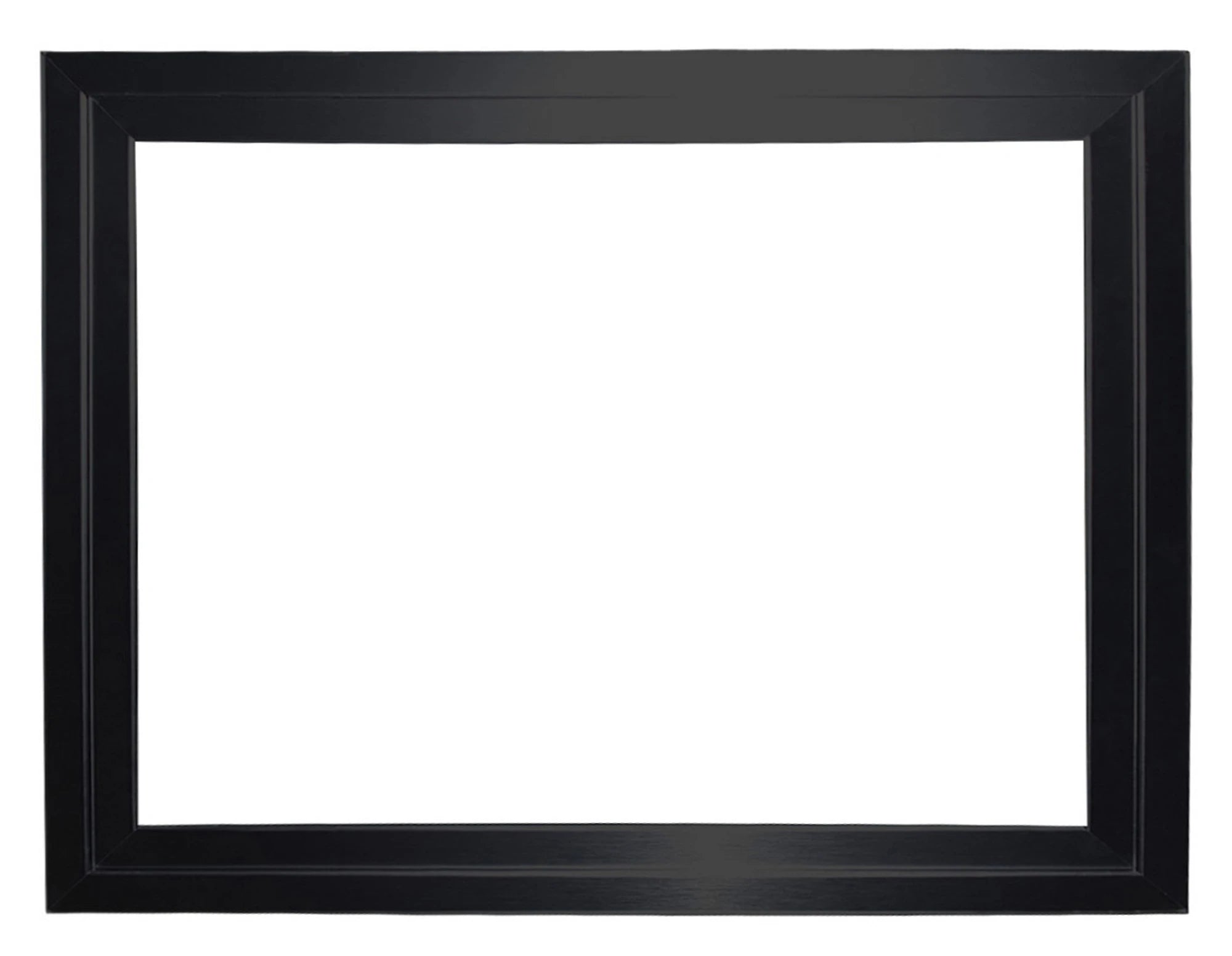 Black fireplace trim kit frame, rectangular border with inner opening
