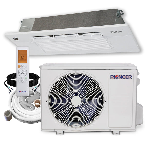 Pioneer 9,000 BTU, 22.5 SEER2, One-Way Ceiling Cassette Mini-Split Air Conditioner and Heat Pump System, 230V (CYK009GMFILCAD)