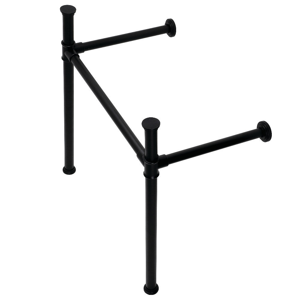 Matte black console sink legs with mounting brackets and crossbar support