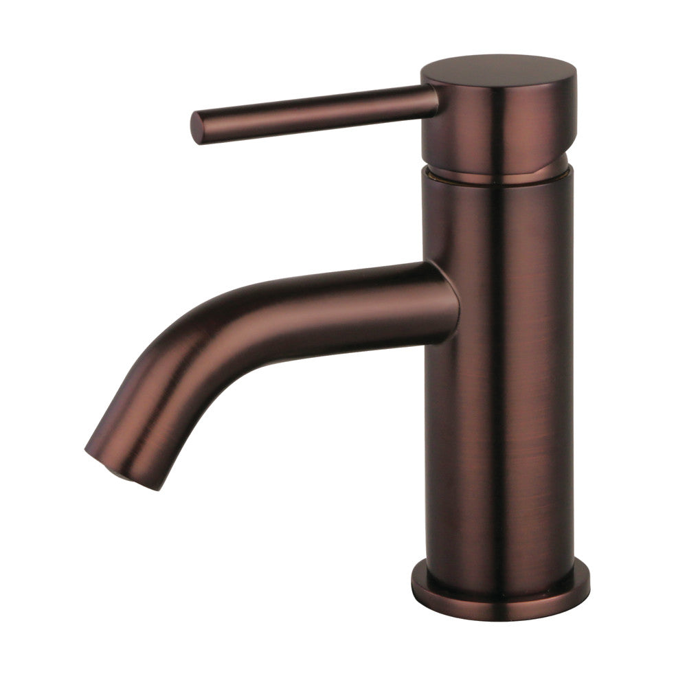 Oil-rubbed bronze single-hole bathroom faucet with single handle and curved spout