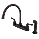 Kingston Brass Magellan Double-Handle 8" Centerset Kitchen Faucet with Side Sprayer, Oil Rubbed Bronze (FB795SP)
