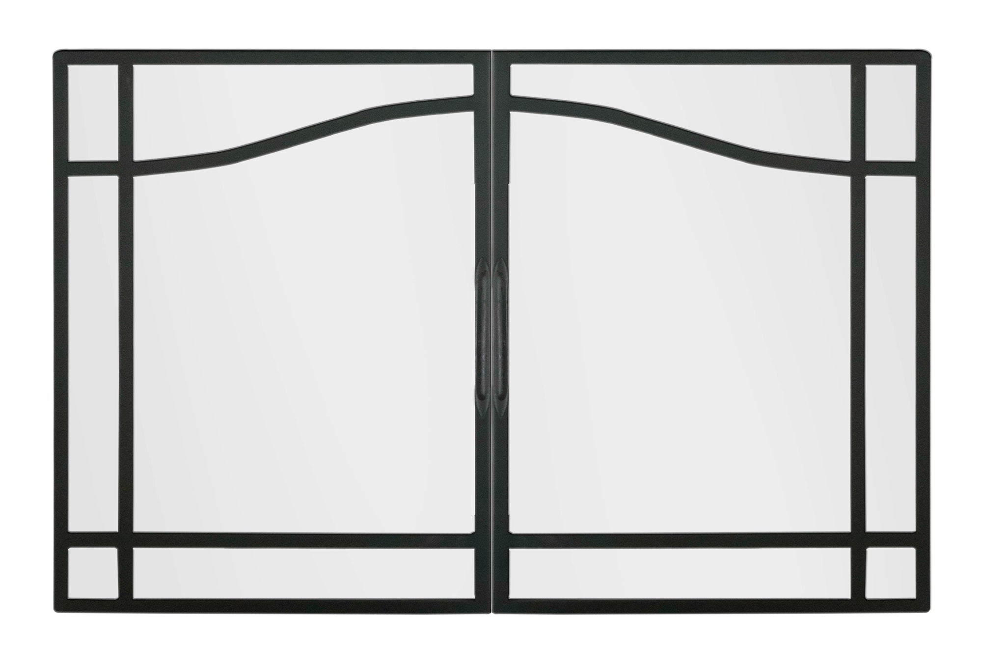 Black-framed glass swing door kit with two clear panels