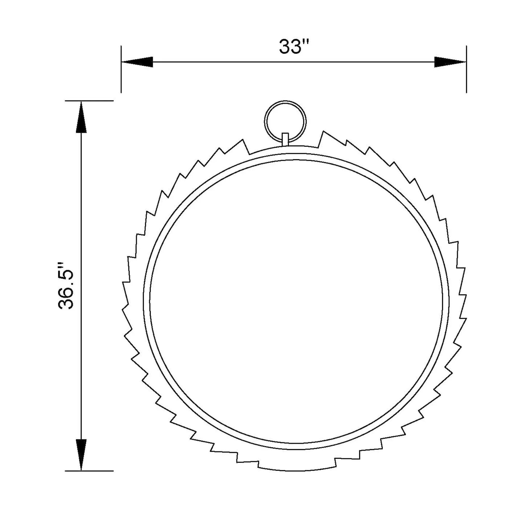 Grey round wall mirror dimensions 33" wide and 36.5" high