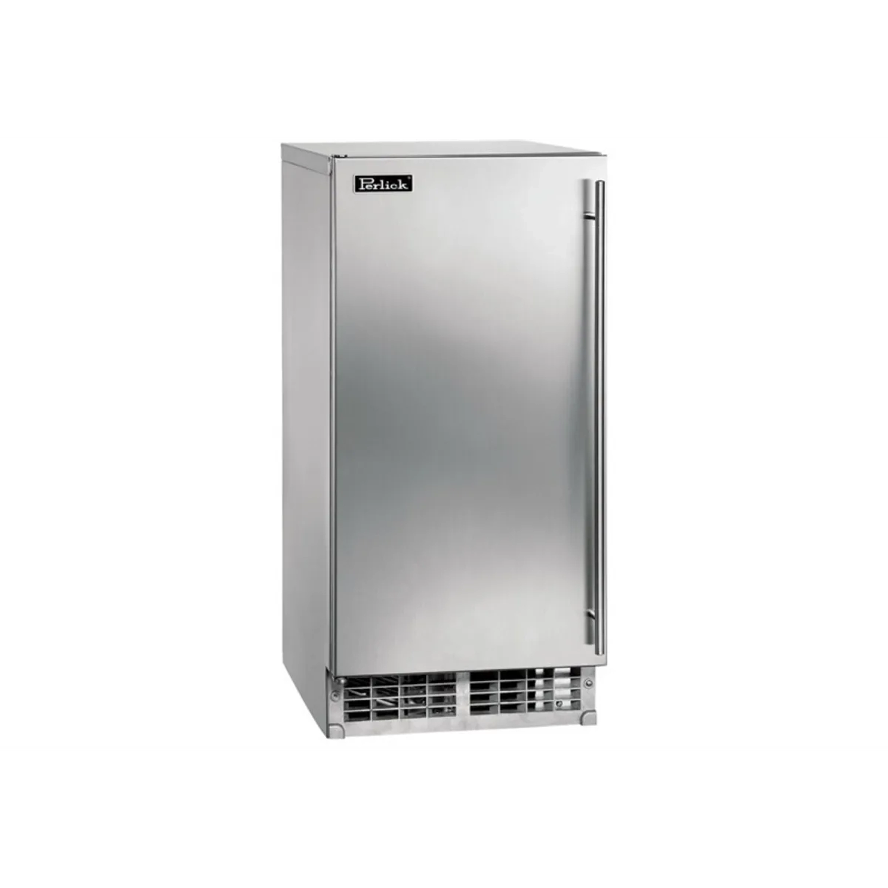 Stainless steel cubelet ice maker with door and side handle, left-hinged