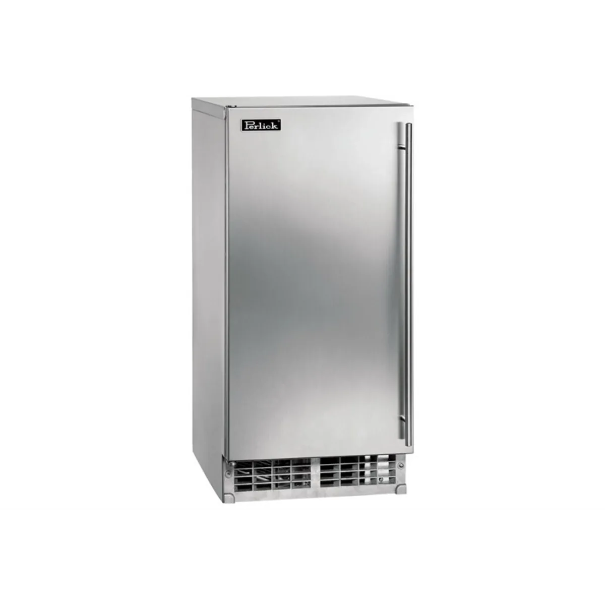 Stainless steel cubelet ice maker with front door, panel-ready design