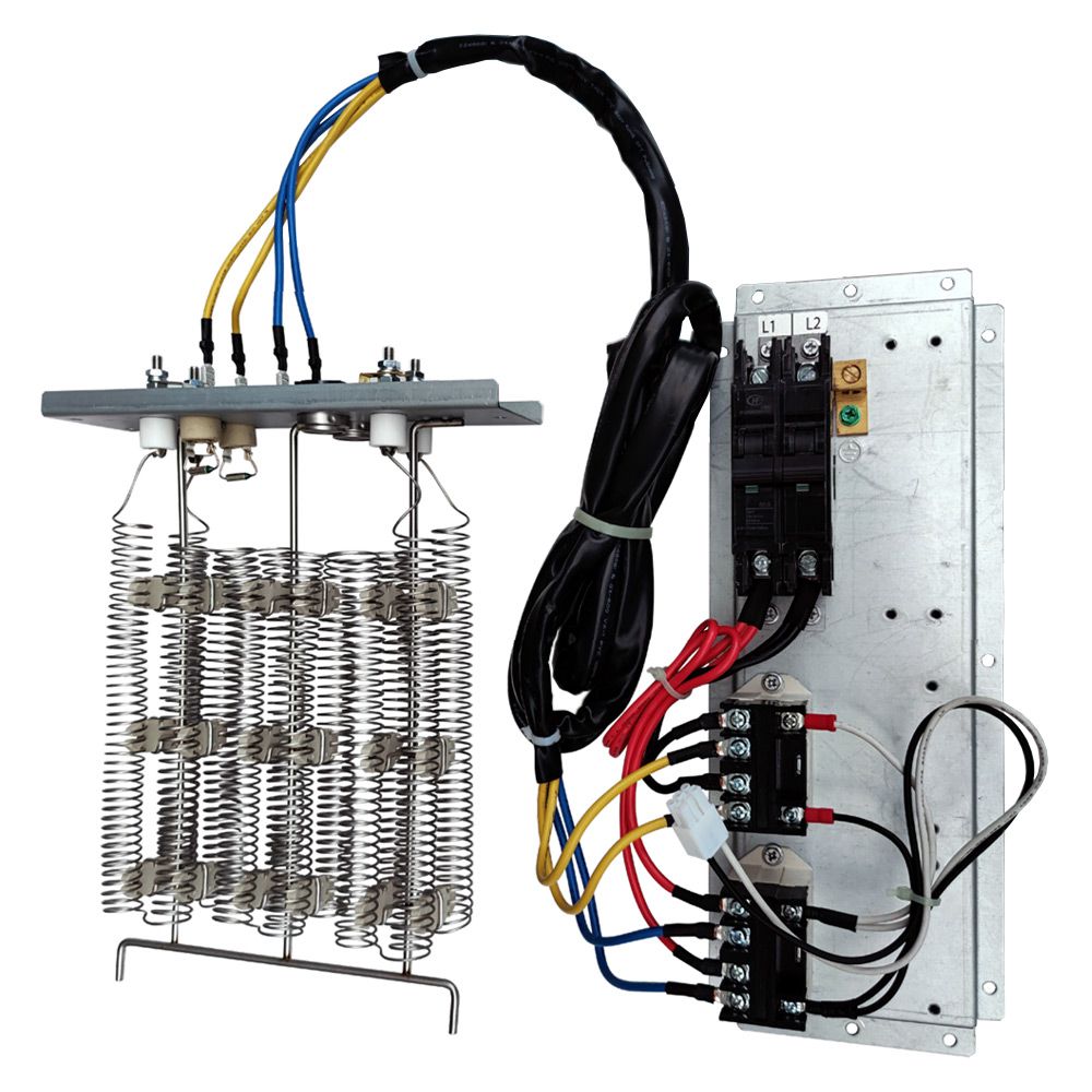 MRCOOL heat kit: metal manifold with multiple burners, control board and wiring