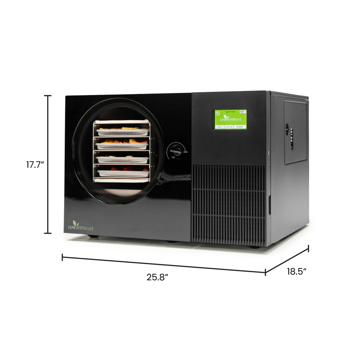 Harvest Right Countertop 360 Freeze Dryer in Black - dimensions 25.8" W x 18.5" D x 17.7" H