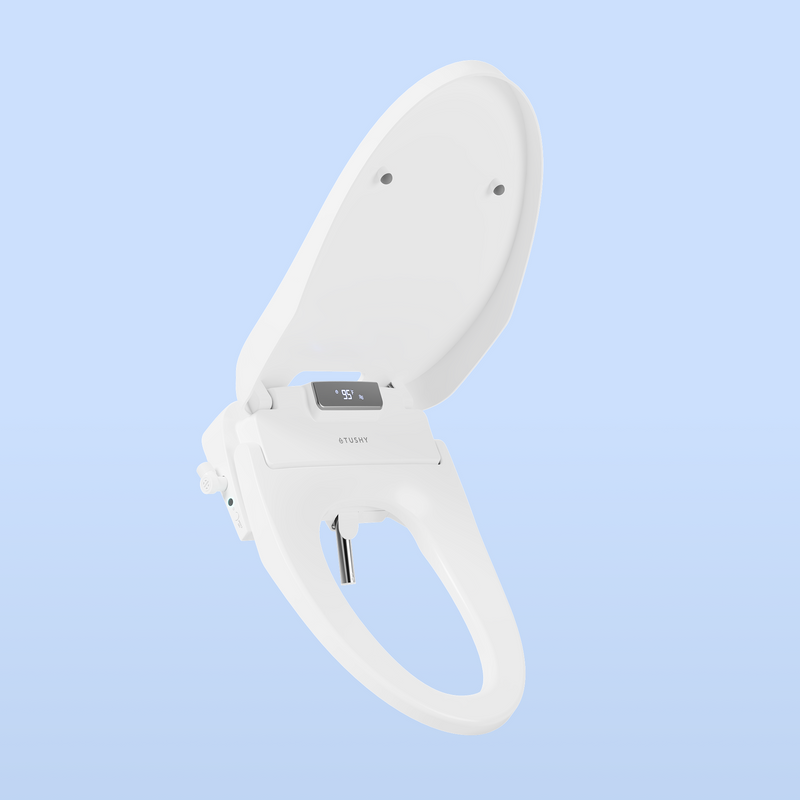 TUSHY Aura Smart Bidet Seat with Temperature Control for Seat, Water & Dryer, Instant Warm Water, Auto Open and Soft Close Lid