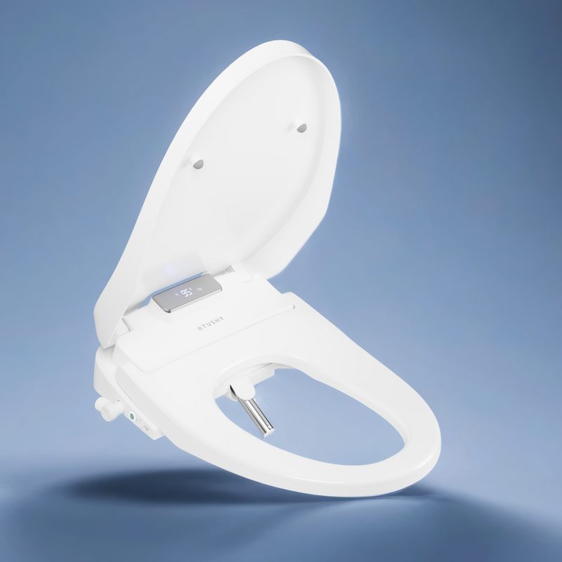 TUSHY Aura Smart Bidet Seat with Temperature Control for Seat, Water & Dryer, Instant Warm Water, Auto Open and Soft Close Lid