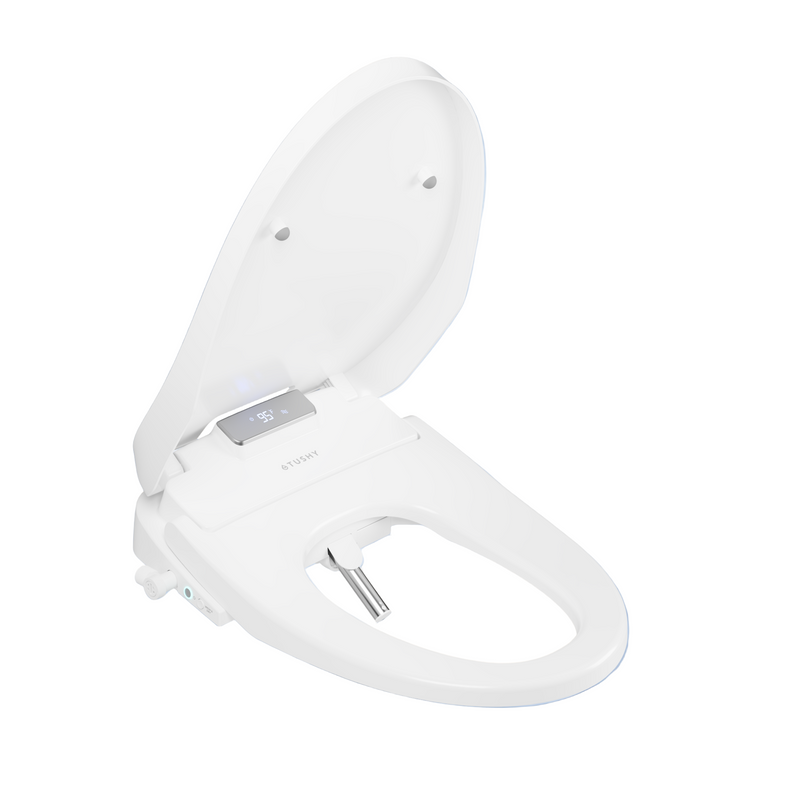 TUSHY Aura Smart Bidet Seat with Temperature Control for Seat, Water & Dryer, Instant Warm Water, Auto Open and Soft Close Lid
