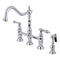 Kingston Brass Heritage Bridge Kitchen Faucet with Brass Side Sprayer, Polished Chrome (KS1271ALBS)