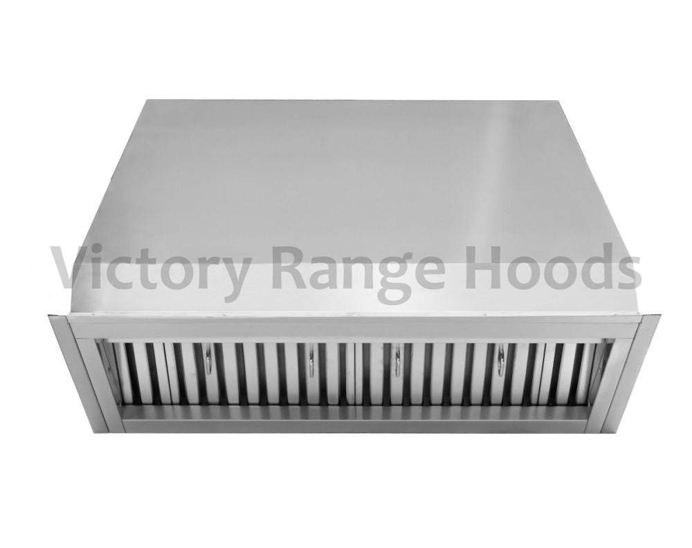 Stainless steel range hood insert with vertical slat baffle filter, front view