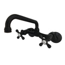 Kingston Brass Kingston Double-Handle Wall-Mount Bridge Kitchen Faucet, Matte Black (KS213MB)