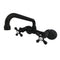 Kingston Brass Kingston Double-Handle Wall-Mount Bridge Kitchen Faucet, Matte Black (KS213MB)