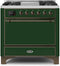 ILVE 36-Inch Majestic II Dual Fuel Range with 6 Burners and Removable Griddle with 3.5 cu. ft. Solid Door Oven in Emerald Green (UM09FDQNS3EGB)