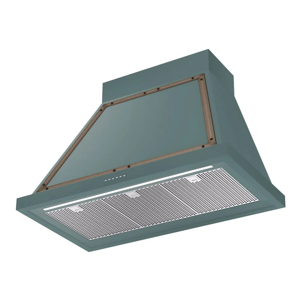 ILVE Nostalgie II 36-Inch 600 CFM Wall Mounted Range Hood in Mediterranean Mint with Burnished Bronze Trim (UANB36MMB)