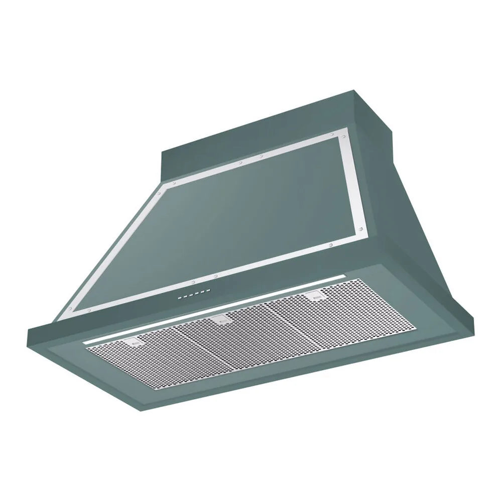 ILVE Nostalgie II 40-Inch 600 CFM Wall Mounted Range Hood in Mediterranean Mint with Chrome Trim (UANB40MMC)