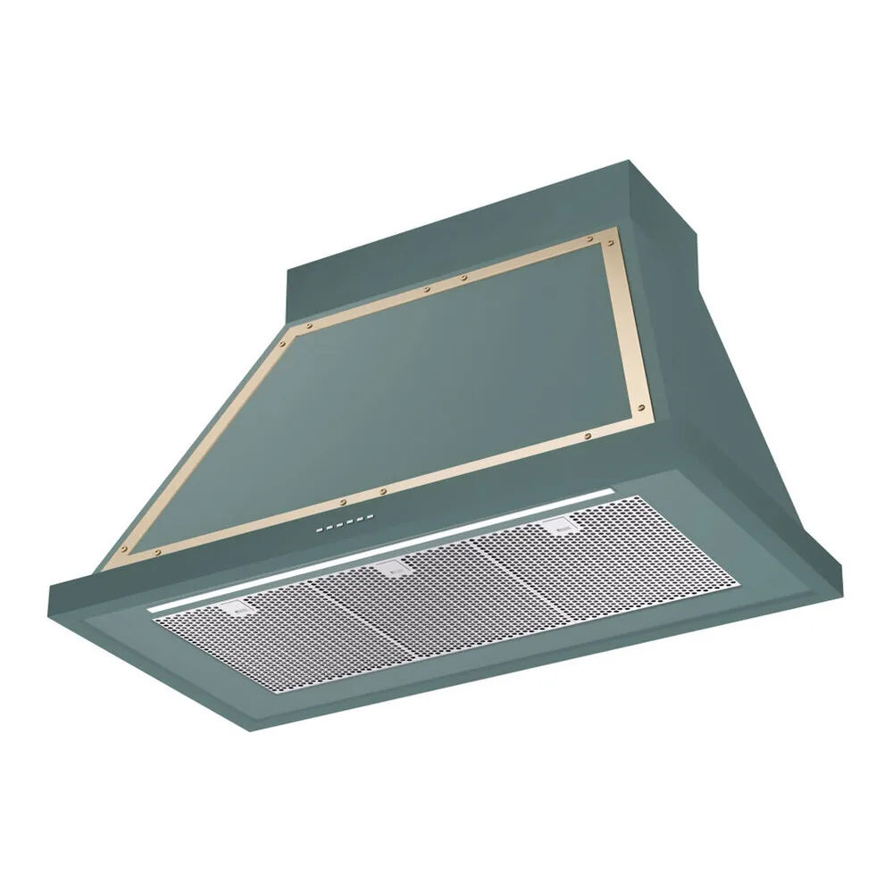 ILVE Nostalgie II 40-Inch 600 CFM Wall Mounted Range Hood in Mediterranean Mint with Brass Trim (UANB40MMG)
