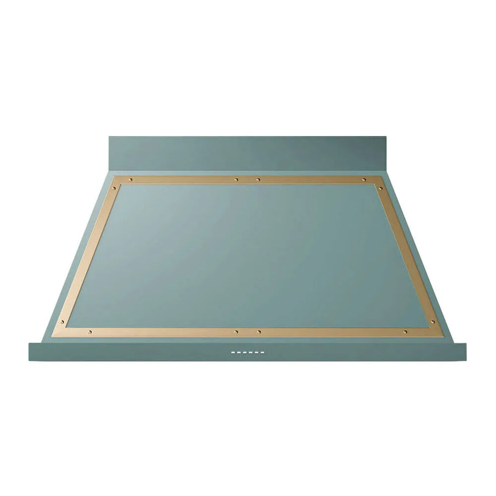 ILVE Nostalgie II 48-Inch 600 CFM Wall Mounted Range Hood in Mediterranean Mint with Brass Trim (UANB48MMG)