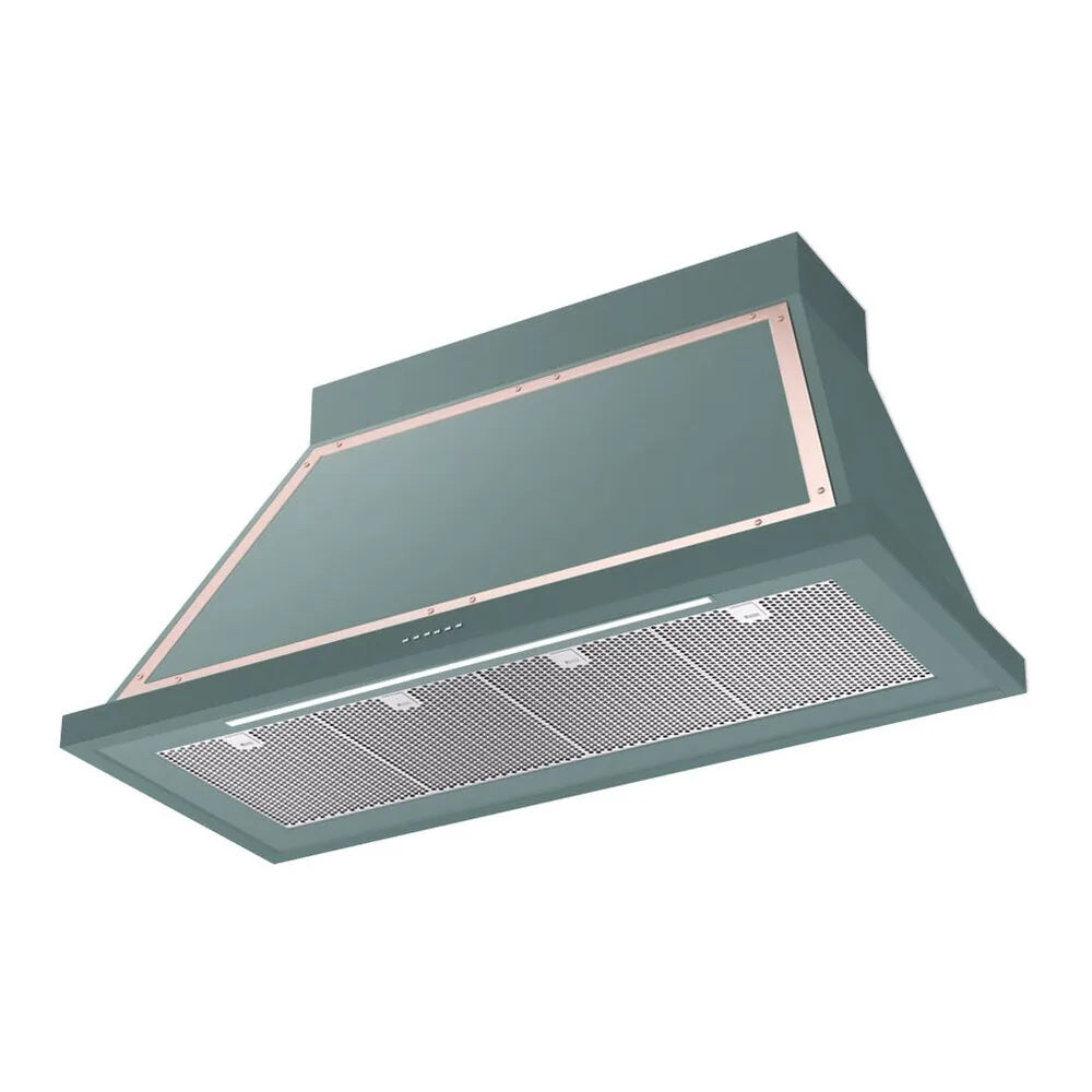 ILVE Nostalgie II 48-Inch 600 CFM Wall Mounted Range Hood in Mediterranean Mint with Copper Trim (UANB48MMP)