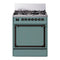 ILVE Nostalgie II Noblesse 30-Inch Propane Gas Dual Fuel Range with Solid Door in Mediterranean Mint with Burnished Bronze Trim (UN30QNMPMMBLP)