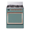 ILVE Nostalgie II Noblesse 30-Inch Propane Gas Dual Fuel Range with Solid Door in Mediterranean Mint with Copper Trim (UN30QNMPMMPLP)