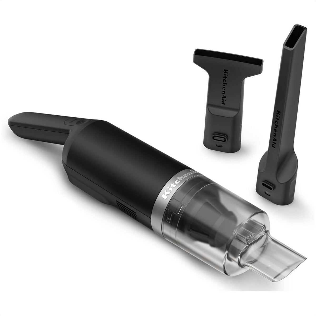 KitchenAid cordless handheld vacuum with crevice tool and brush tool, black matte
