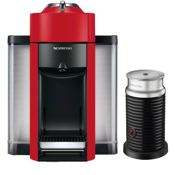 De'Longhi Nespresso Vertuo Coffee & Espresso Single Serve Machine + Aeroccino in Red (ENV135RAE)