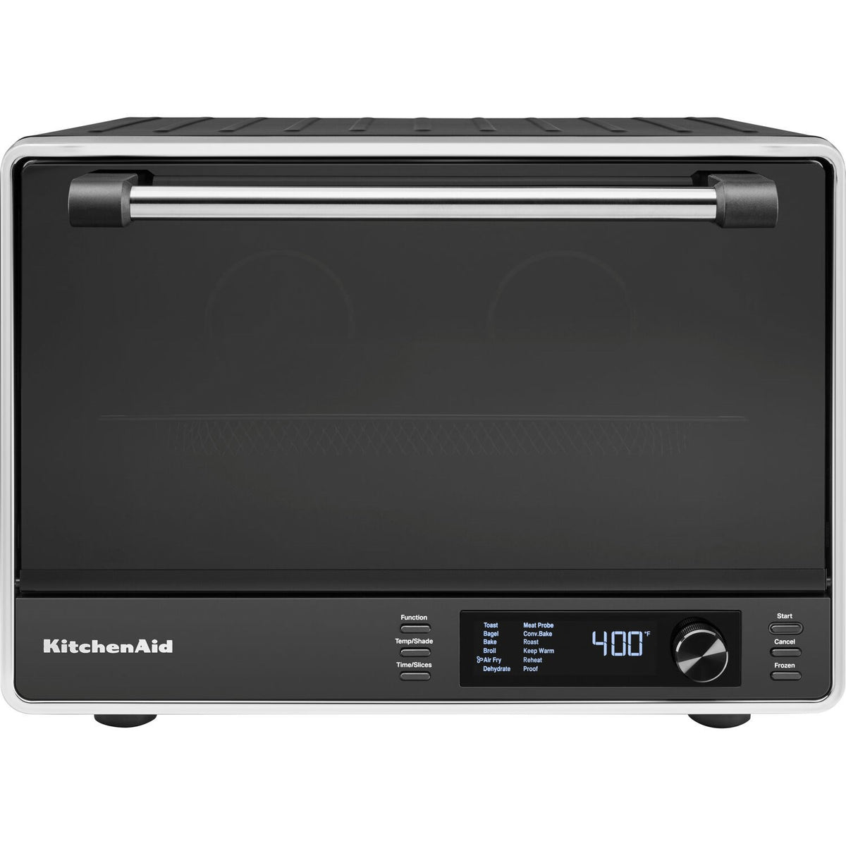 Black countertop oven control panel with display showing 400 and a dial