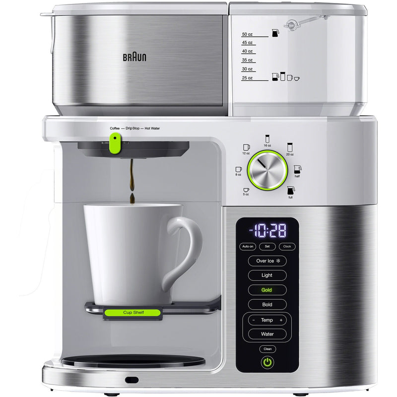 Braun Multiserve Brewing System in Stainless Steel and White with Glass Carafe (KF9150WH)