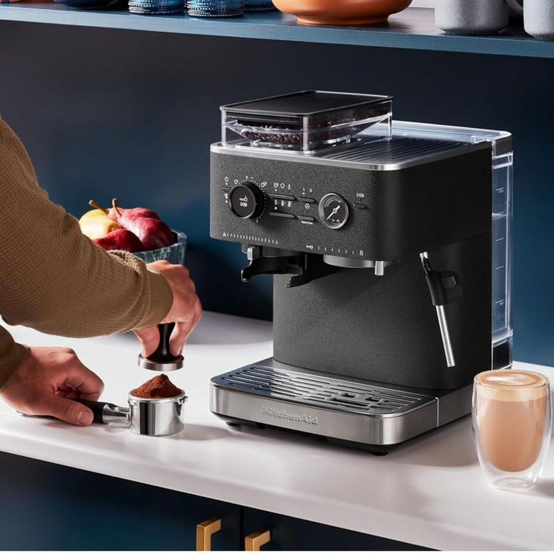 KitchenAid Fully Automatic Espresso Machine KF7 with Milk Container in Cast Iron Black (KES8557BK)