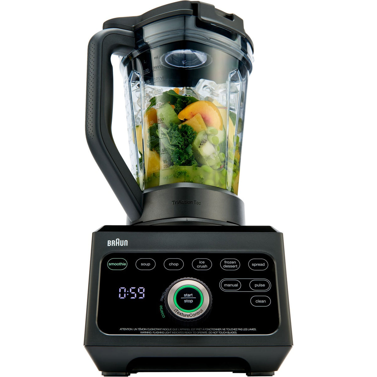 Braun TriForce Power Blender 1600 Watts, 18 Food Programs in Black (JB