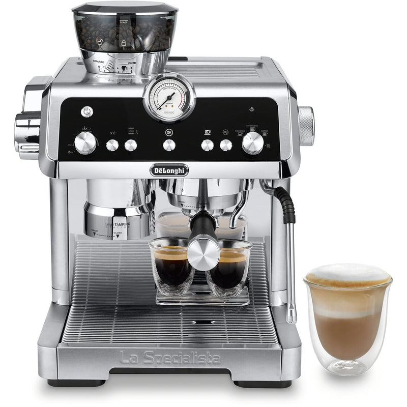 De'Longhi Package - La Specialista Prestigo Sensor Grinding, Milk Frothing Espresso Machine with Hot & Cold Glass Set