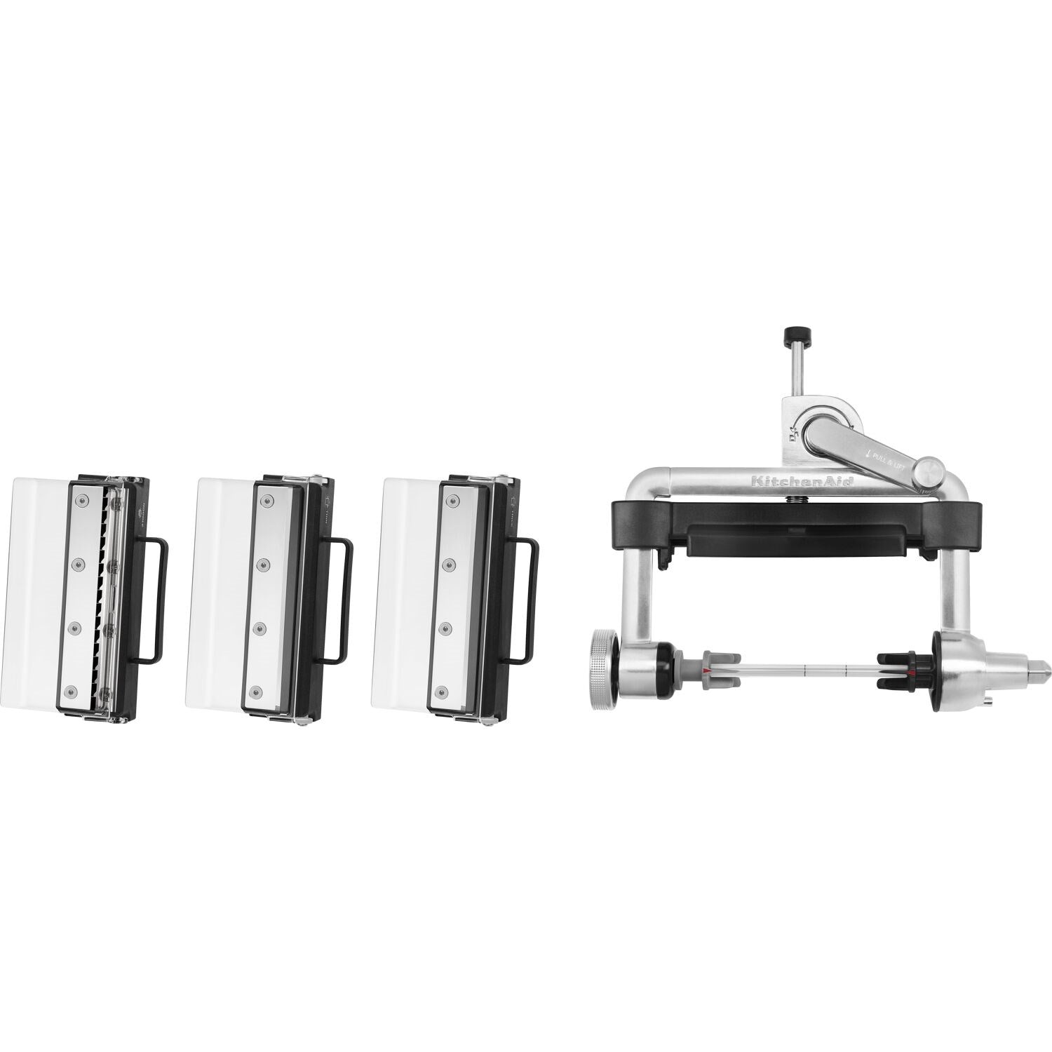 Vegetable sheet cutter attachment with rollers and three stainless blade inserts