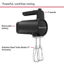 KitchenAid Go Cordless 12V Hand Mixer in Black Matte with Battery, USB-C Cable, Wall Adapter Included (KHMR762BM)