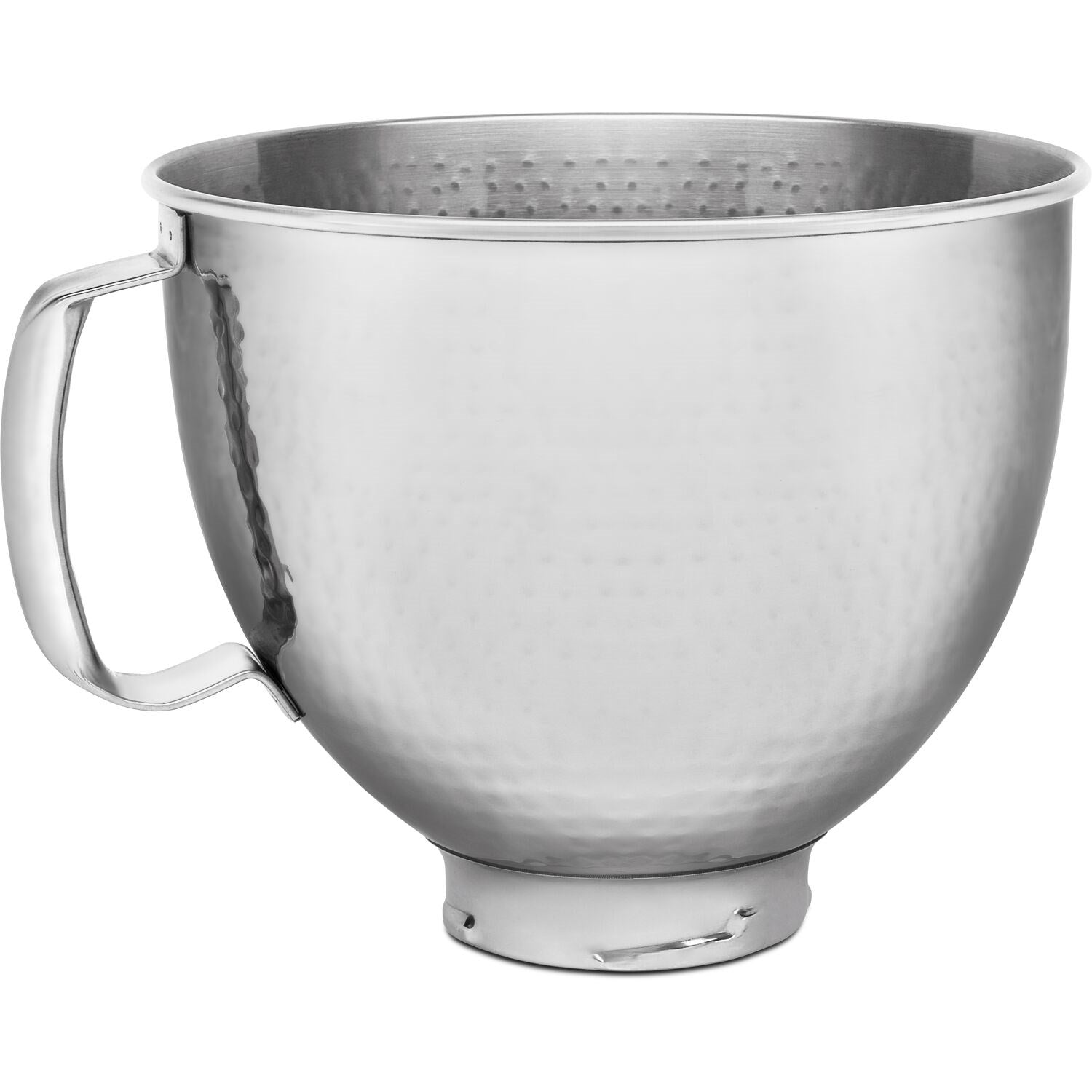 Hammered stainless steel 5-quart mixing bowl with two handles and base rim